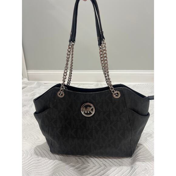 Michael Kors Brown Signature Coated Canvas And Leather Jet Set Travel
Chain Bag - Picture 1 of 9